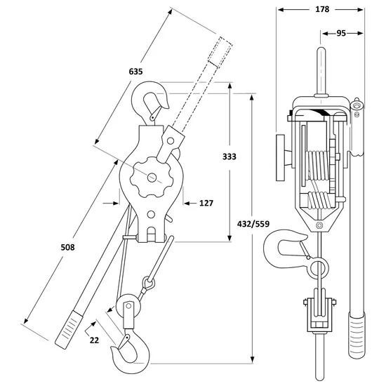 Въжена тресчотка, Модел С400Н Ingersoll Rand, Сила на опън 770/1540 кг