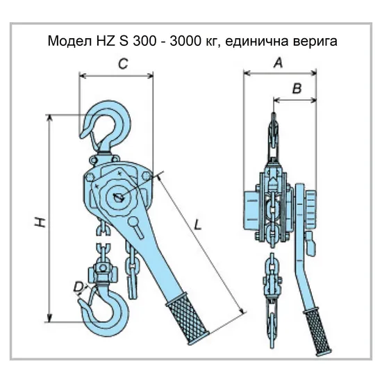 Верижна тресчотка, модел Silverline HZ S, Капацитет 300 - 6000 кг